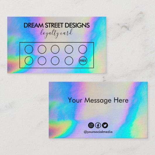 Aangepaste Faux Holographic Loyalty-Kaart Visitekaartje (Voorkant / Achterkant)