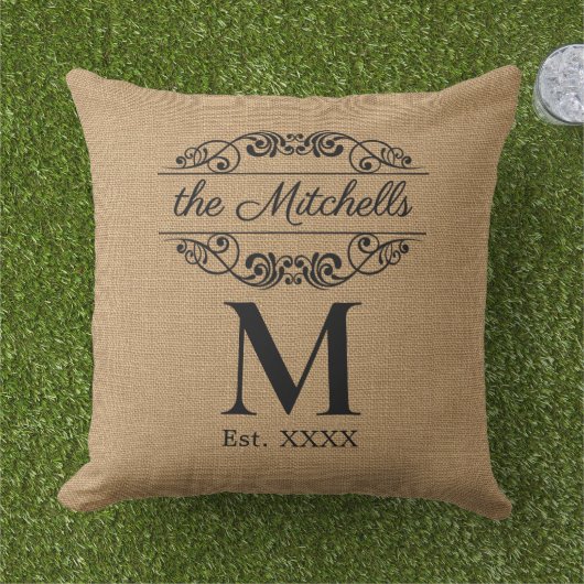 Aangepaste faux jute patroon Stijlvol trendy welko Buitenkussen (Gras)