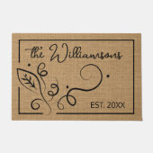 Aangepaste Faux Jute Stylish Trendy Welkom Deurmat (Voorkant)