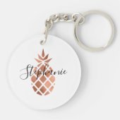 Aangepaste Faux Roos Gold Pineappel Sleutelhanger (Achterkant)