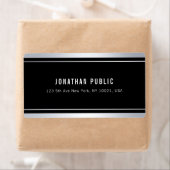 Aangepaste Faux Silver Black Modern Elegant Shippi Etiket (Insitu)