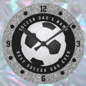 Aangepaste Faux Silver Glitter Voetbal Voetbal Pap Ronde Klok