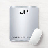 Aangepaste Faux Silver Metallic look Monogram Vert Muismat (Met muis)