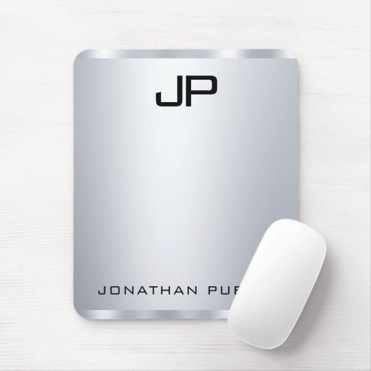 Aangepaste Faux Silver Metallic look Monogram Vert Muismat (Met muis)