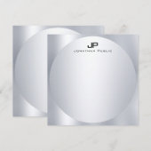 Aangepaste Faux Silver Monogram Simple Elegant Tre Notitiekaartje (Voorkant / Achterkant)