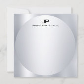 Aangepaste Faux Silver Monogram Simple Elegant Tre Notitiekaartje (Voorkant)