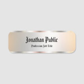Aangepaste Faux Silver Script Text Sjabloon Elegan Naamplaatje (Voorkant)