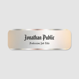 Aangepaste Faux Silver Script Text Sjabloon Elegan Naamplaatje