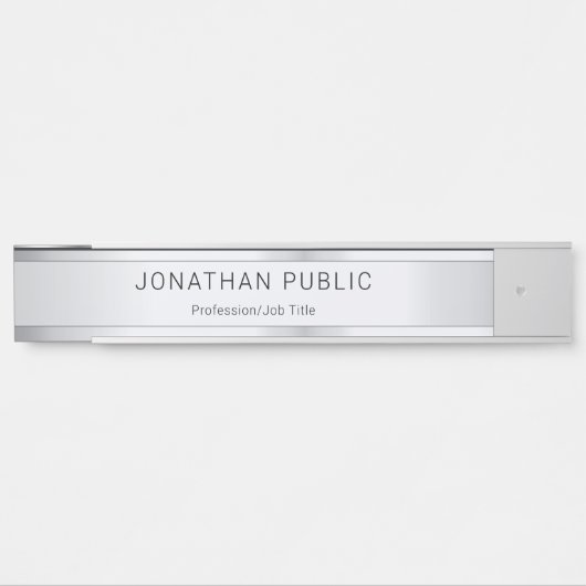Aangepaste Faux Silver Sjabloon Trendy Modern Eleg Deurbordje (Voorkant)