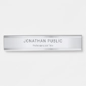 Aangepaste Faux Silver Sjabloon Trendy Modern Eleg Deurbordje (Voorkant)