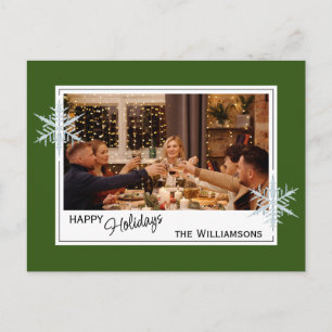 Aangepaste Faux Silver Snowflakes op donkerbos Gro Briefkaart
