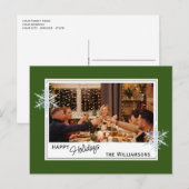 Aangepaste Faux Silver Snowflakes op donkerbos Gro Briefkaart (Voorkant / Achterkant)