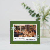 Aangepaste Faux Silver Snowflakes op donkerbos Gro Briefkaart (Staand voorkant)