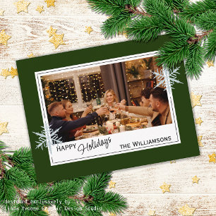 Aangepaste Faux Silver Snowflakes op donkerbos Gro Briefkaart