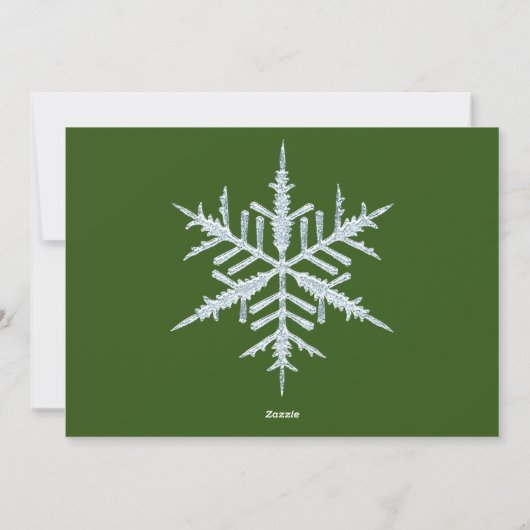 Aangepaste Faux Silver Snowflakes op donkerbos Gro Feestdagenkaart (Achterkant)