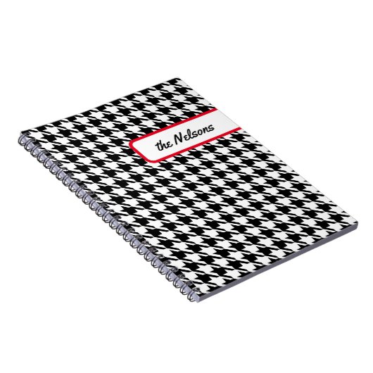 Aangepaste Faux Tab Classic Houndstooth Notitieboek (Rechterzijde)