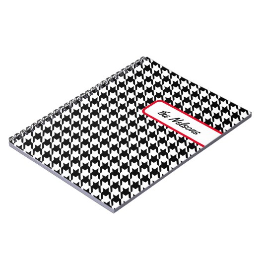 Aangepaste Faux Tab Classic Houndstooth Notitieboek (Linkerzijde)
