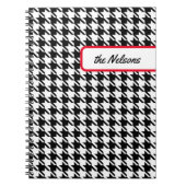 Aangepaste Faux Tab Classic Houndstooth Notitieboek (Voorkant)