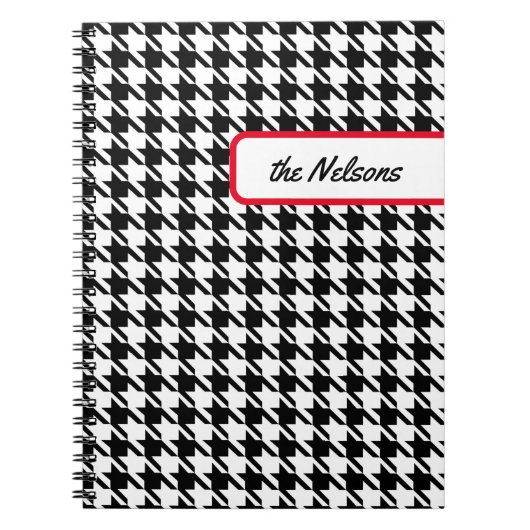 Aangepaste Faux Tab Classic Houndstooth Notitieboek (Voorkant)
