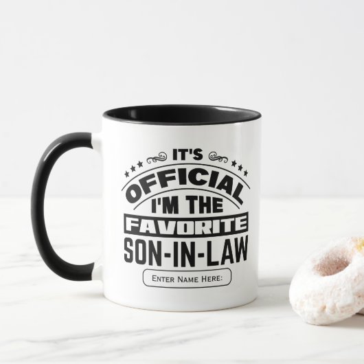 Aangepaste favoriete schoonzoon Officieel Grappige Mok (Met donut)