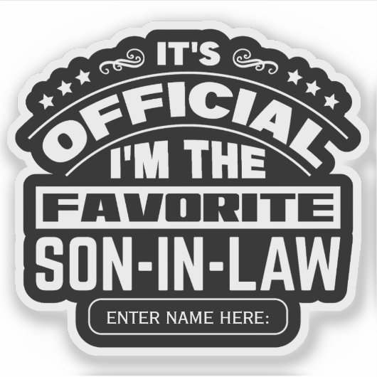 Aangepaste favoriete schoonzoon Officieel grappige Sticker (Voorkant)