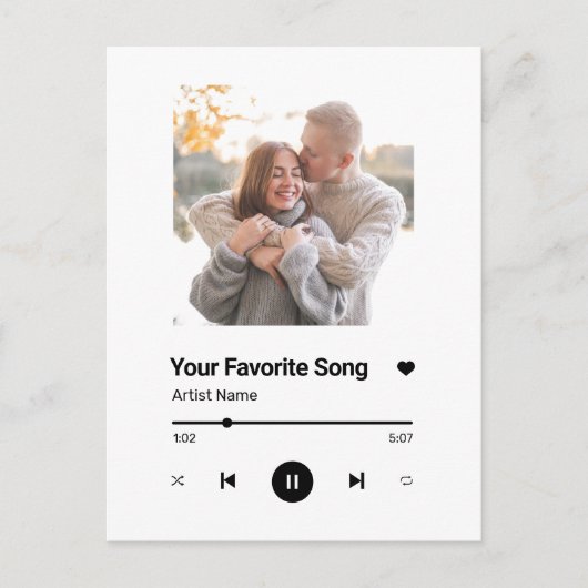 Aangepaste favoriete Song One-foto Briefkaart (Voorkant)