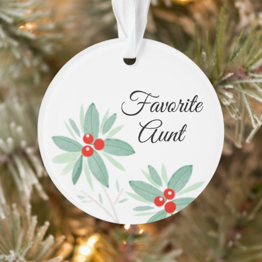 Aangepaste Favoriete tante Holiday Foto Ornament (Boom)