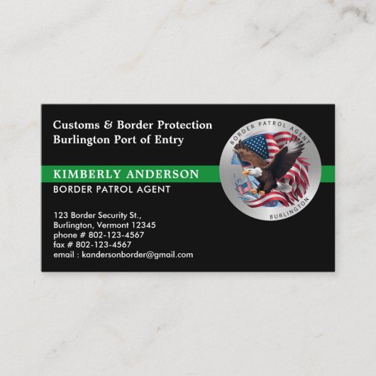 Aangepaste Federale Militaire Grenspatrouille Agen Visitekaartje (Voorkant)