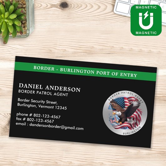 Aangepaste federale wetshandhaving Border Patrol L Magnetisch Visitekaartje