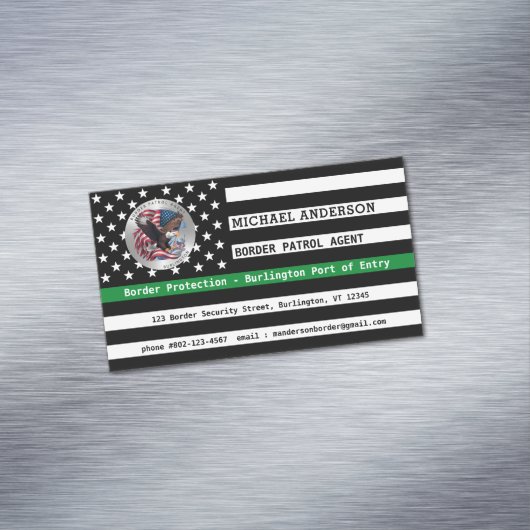 Aangepaste federale wetshandhaving Thin Green Line Magnetisch Visitekaartje (Voorbeeld)