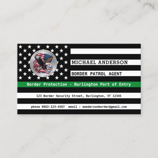 Aangepaste federale wetshandhaving Thin Green Line Visitekaartje (Voorkant)