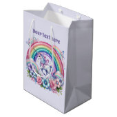 Aangepaste feest eenhoorn medium cadeauzakje (Achterkant Gekanteld)