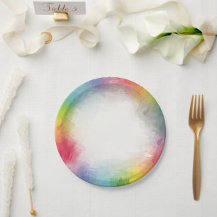 Aangepaste Feest Verjaardag Regenboog Kleuren Rond Papieren Bordje