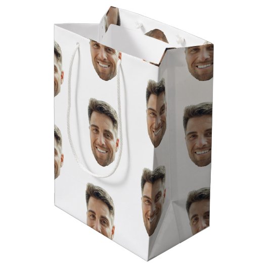 Aangepaste feestcadeautas met gezicht medium cadeauzakje (Achterkant Gekanteld)