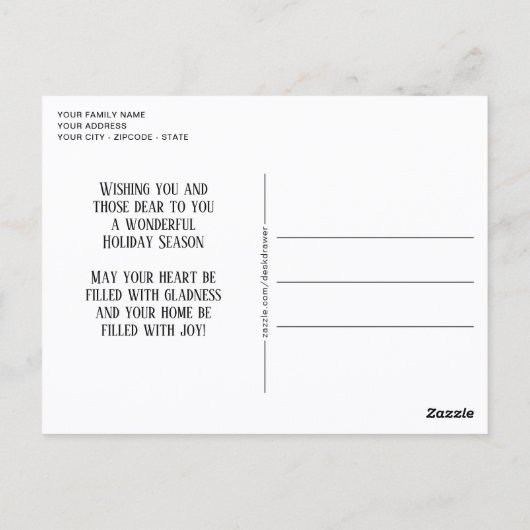 Aangepaste feestdag — Groet Briefkaart (Achterkant)