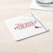 Aangepaste feestdag in Red Kardinaal Winter Woodla Kartonnen Onderzetters (Schuin)