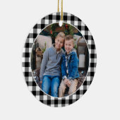 Aangepaste feestdag in zwart-wit en witte buffels  keramisch ornament (Rechts)