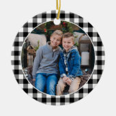 Aangepaste feestdag in zwart-wit en witte buffels  keramisch ornament (Voorkant)