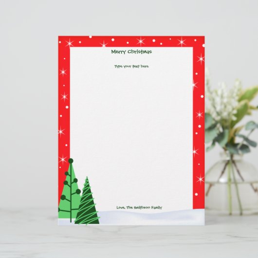 Aangepaste feestdag / kerstbomen, Letter Briefpapi (Staand voorkant)