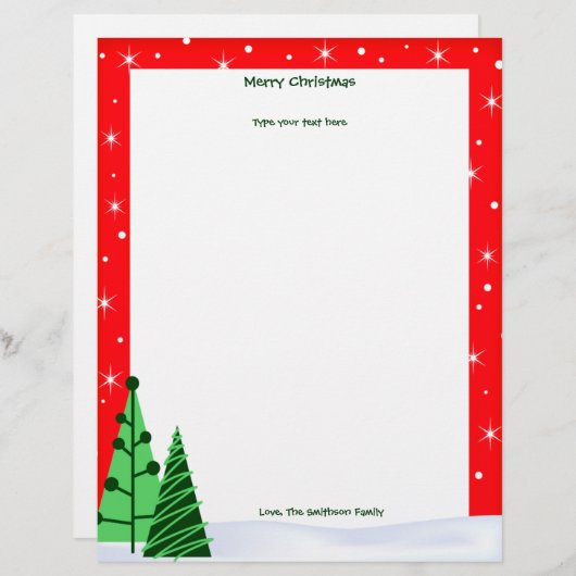 Aangepaste feestdag / kerstbomen, Letter Briefpapi (Voorkant / Achterkant)