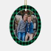 Aangepaste feestdag met groene en zwarte buffels F Keramisch Ornament (Rechts)