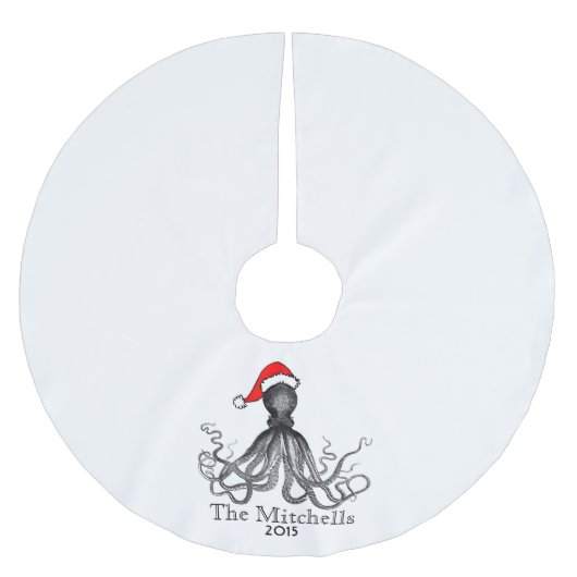Aangepaste feestdag Nautical Octopus  Kraken Kerstboom Rok (Voorkant)
