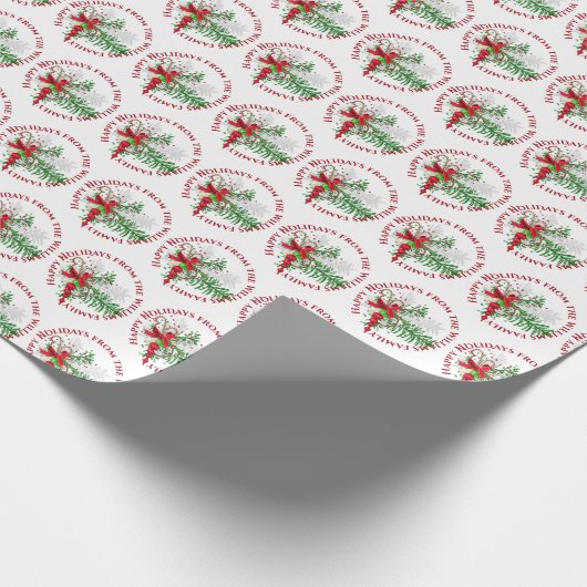 Aangepaste feestdag rode witte snoepriet groene ol cadeaupapier (Hoek)