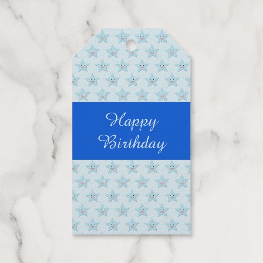 Aangepaste feestdag voor Bright Blue Celebration S Cadeaulabels (Achterkant)