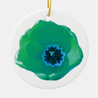 Aangepaste feestdag voor groene en blauwe tulpen keramisch ornament