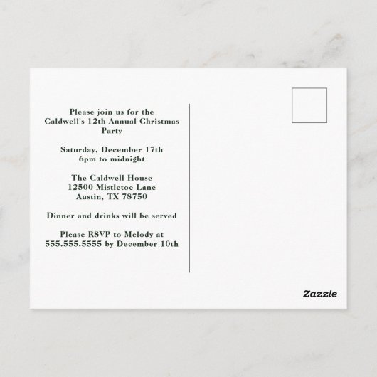 Aangepaste feestdag voor kerstmis met groene kerst briefkaart (Achterkant)