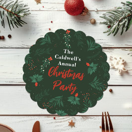 Aangepaste feestdag voor kerstmis met groene kerst kartonnen onderzetters