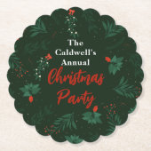 Aangepaste feestdag voor kerstmis met groene kerst kartonnen onderzetters (Voorkant)