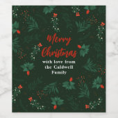 Aangepaste feestdag voor kerstmis met groene kerst wijn etiket (Enkel label)