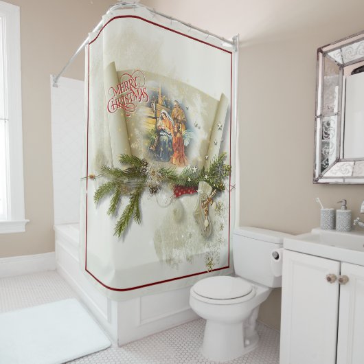 Aangepaste feestdag voor liefdevolle bundeling douchegordijn (In situ)